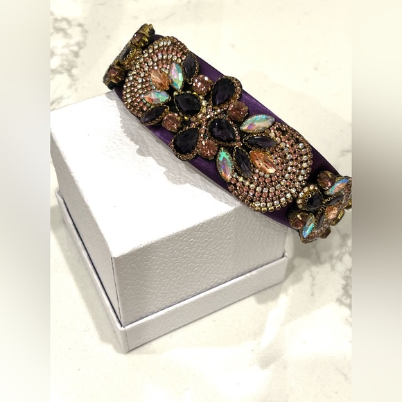 Embellished Purple and Gold Headband - Picture 2 of 4